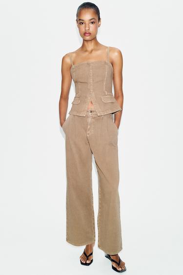 TOP Z1975 DENIM بحمالات - جملي فاتح الخاص بـ Zara