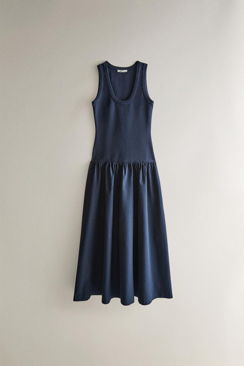 FLARED MIDI DRESS - Navy blue | ZARA United States FLARED MIDI DRESS - Navy blue | ZARA United States