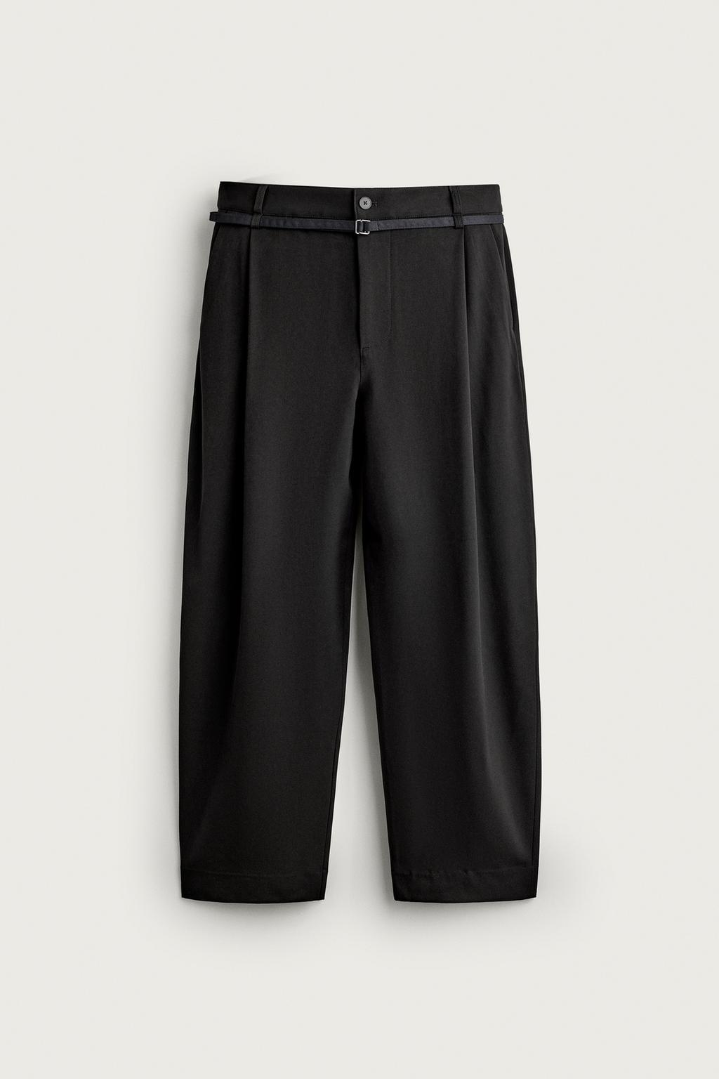 BALLOON FIT TROUSERS WITH PLEATED BELT