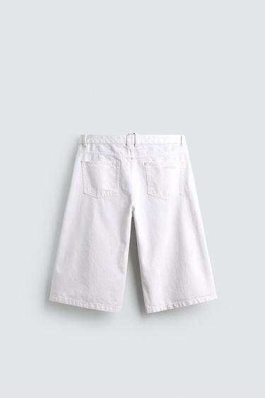 JORTS DENIM RELAXED FIT ROTOS - Blanco de Zara