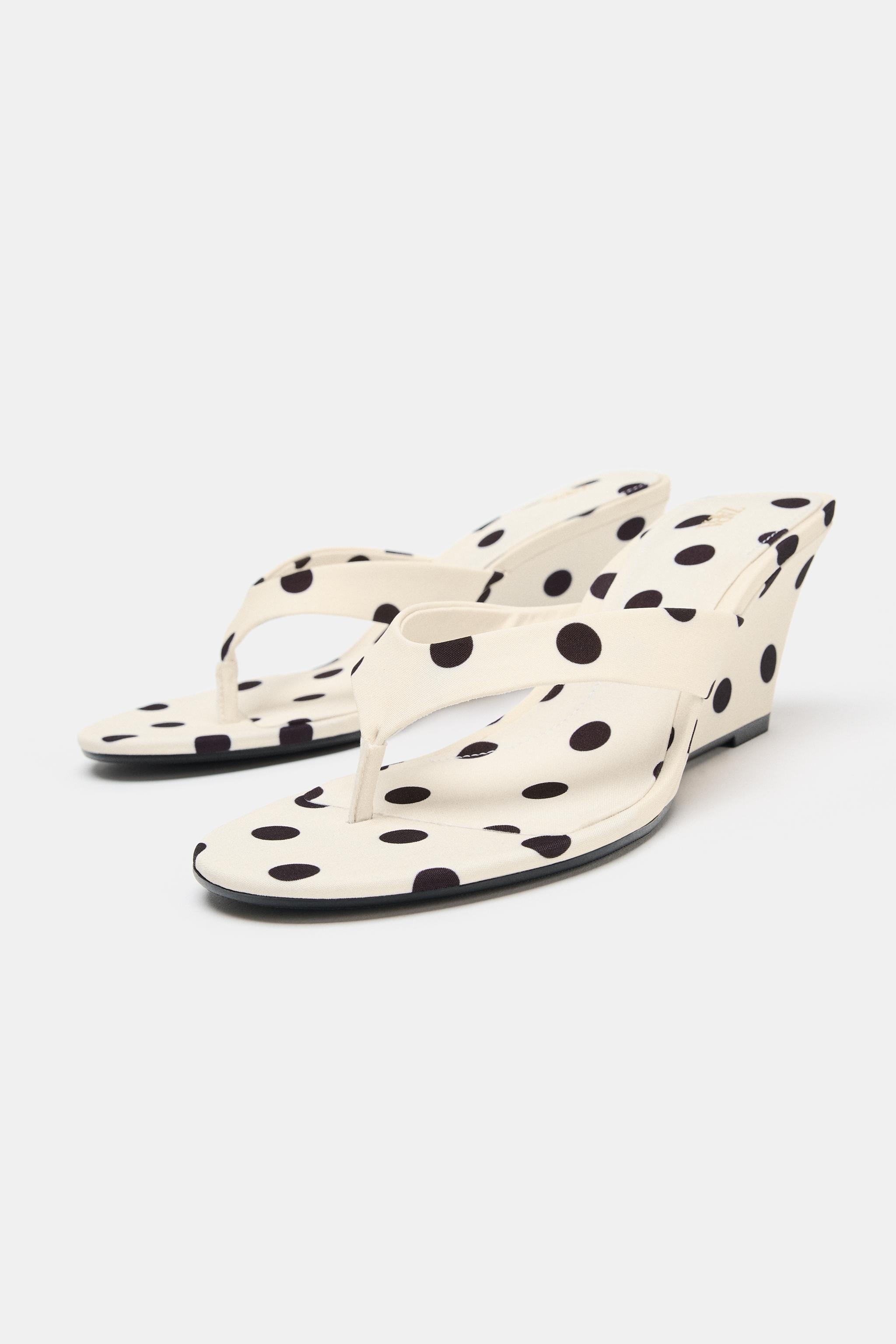 POLKA DOT WEDGE HEEL SANDALS
