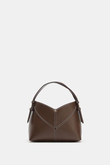 MINI BUCKET BAG WITH TOPSTITCHING - Chocolate by Zara
