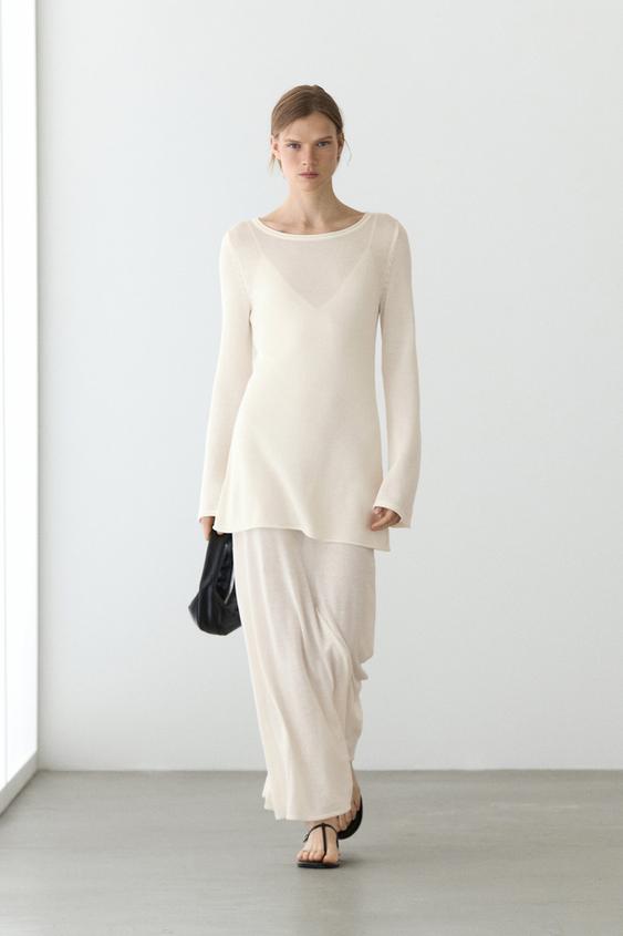 Double-layer knit dress with long sleeves from Zara - $180