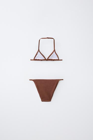 AGE 6–14 / RIB TRIANGLE BIKINI - Brown by Zara - Image 1