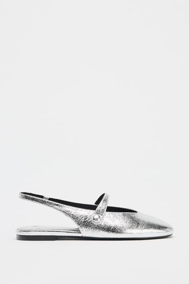 SAPATILHA COM EFEITO METALIZADO - Prata da Zara - Imagem 0