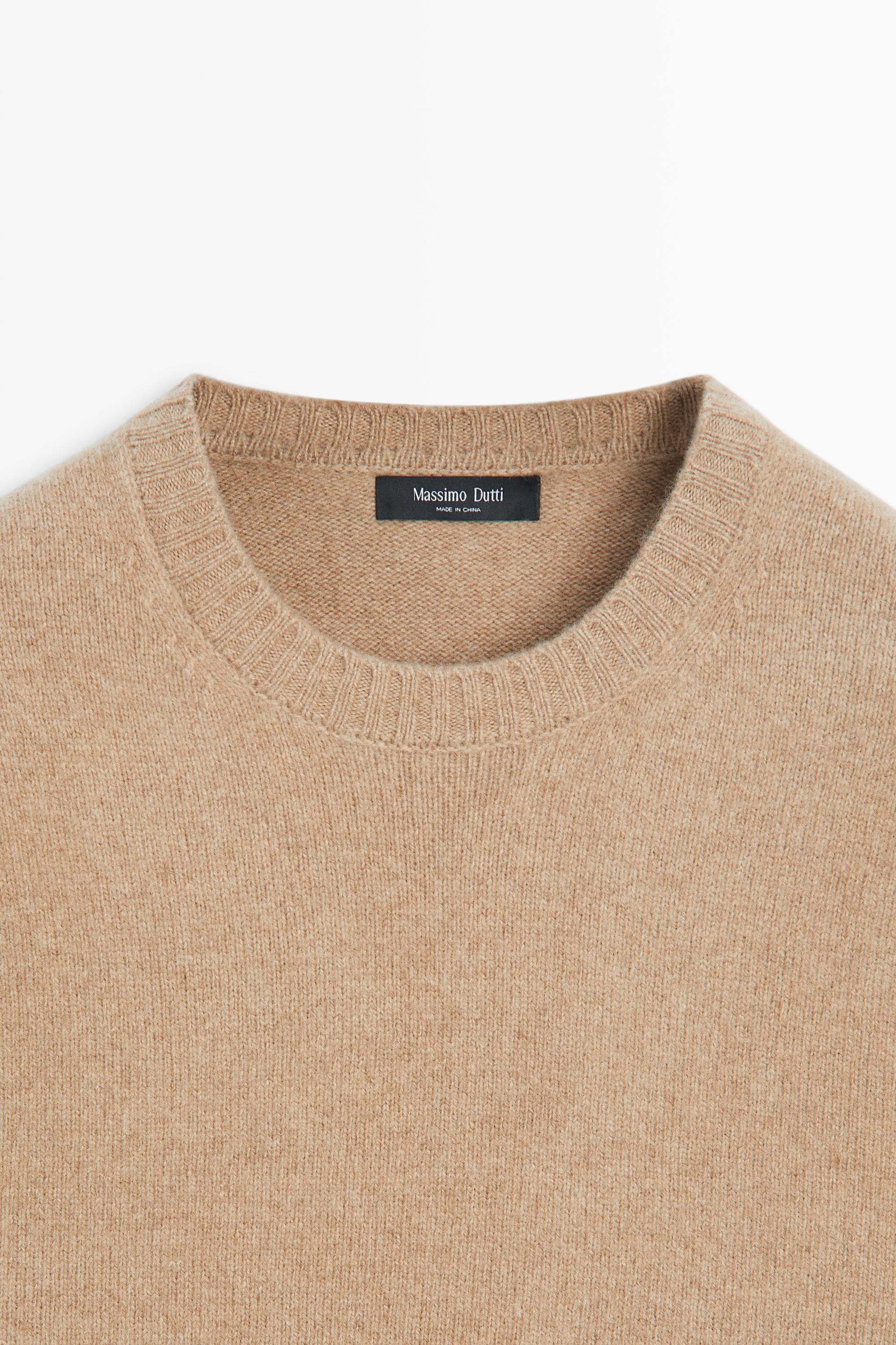 Wool blend round neck knit sweater
