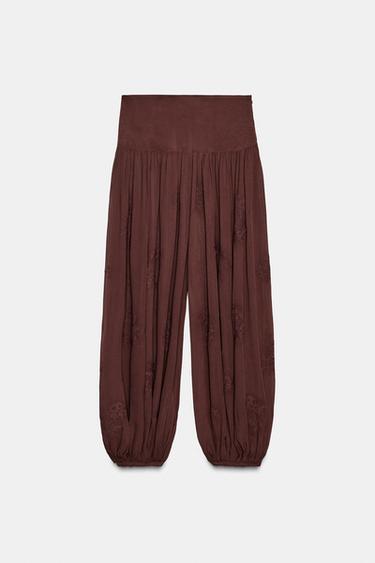 PANTALÓN BOMBACHO BORDADOS ZW COLLECTION - Marrón de Zara