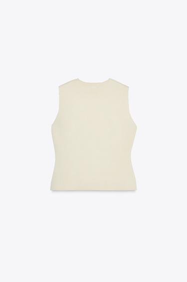 PLAIN KNIT WAISTCOAT TOP - Mid-ecru by Zara - Image 4