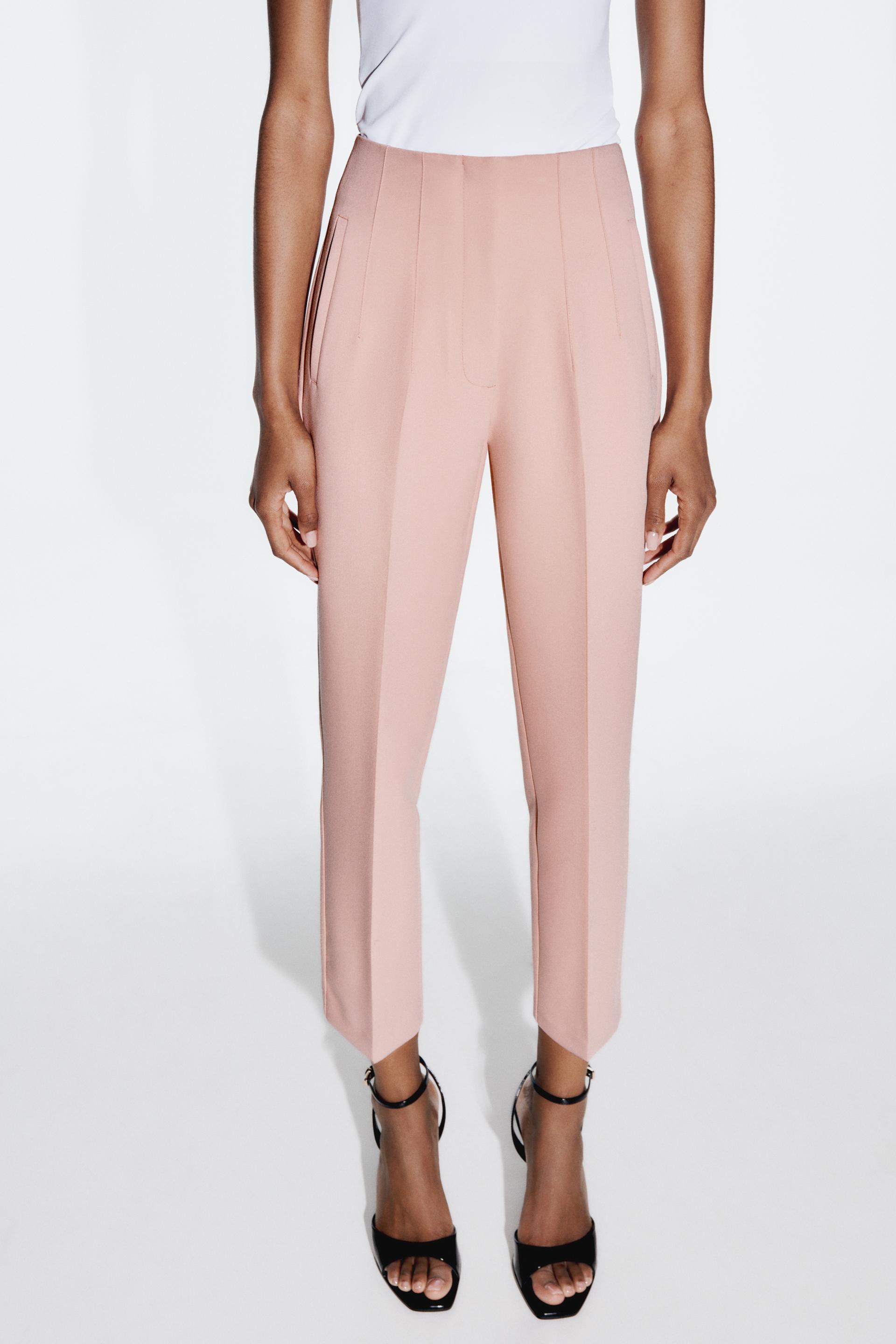Zara Women High-waist trousers with belt 4387/030/800 (Small): Buy