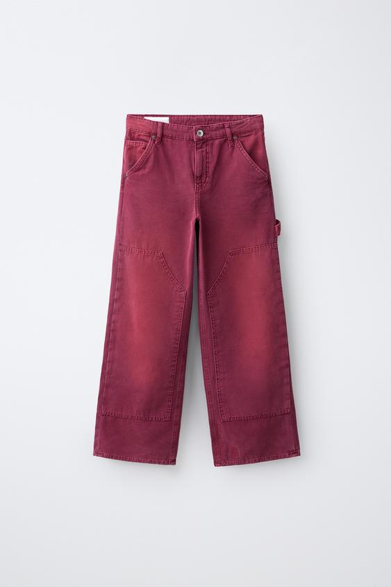 CARPENTER TROUSERS WITH POCKETS - Raspberry by Zara - Image 0