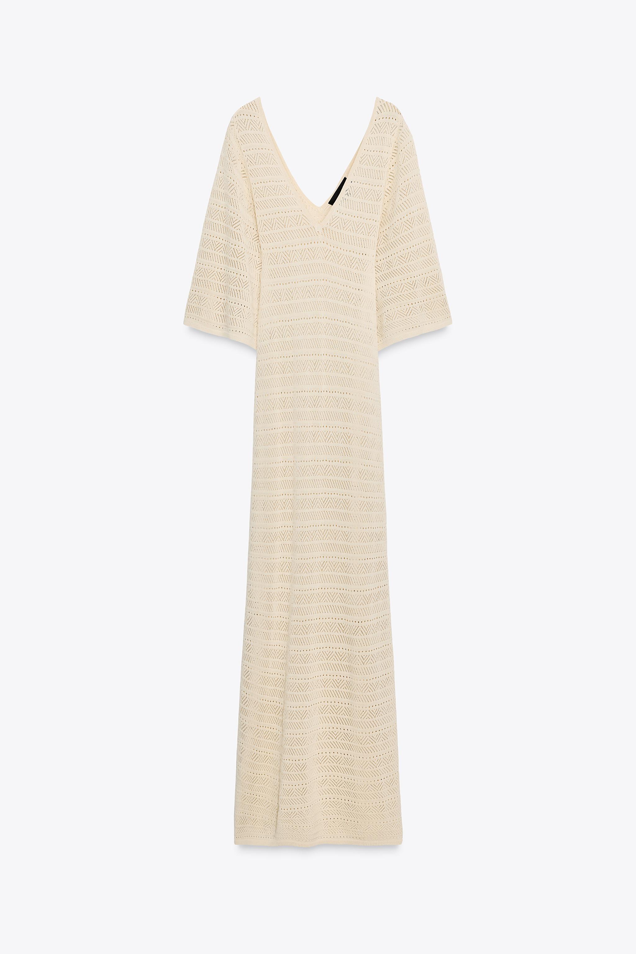 ケン様❤️７点⭐️A1236⭐️ ZARA ♥ パールボタンポロシャツニットワンピース POINTELLE ロングニットワンピース - ベージュ | ZARA Japan / 日本