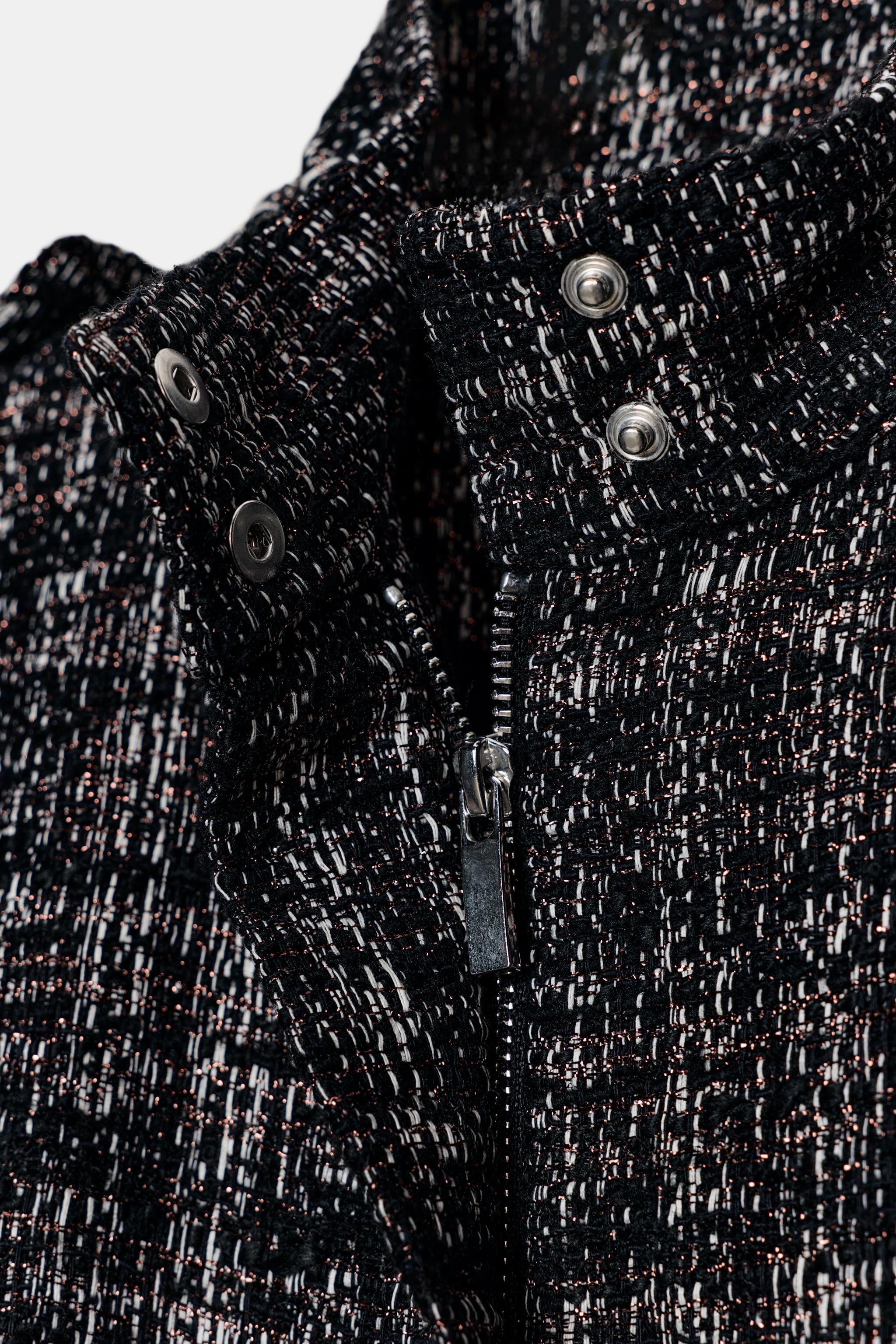 METALLIC THREAD TEXTURED BOMBER JACKET