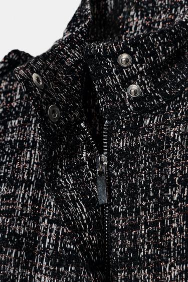 BLOUSON BOMBER STRUCTURÉ À FIL MÉTALLISÉ - Noir / Écru de Zara - Image 10
