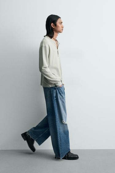 RELAXED FIT RIPPED JEANS - Mid-blue by Zara - Image 5