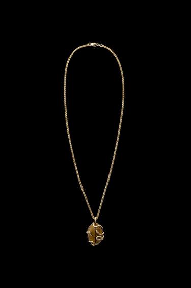 Zara SNAKE STONE NECKLACE - Golden - Image 0