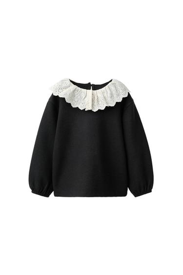 SOFT TOUCH SHIRT MIT BESTICKTEM KRAGEN - Schwarz von Zara