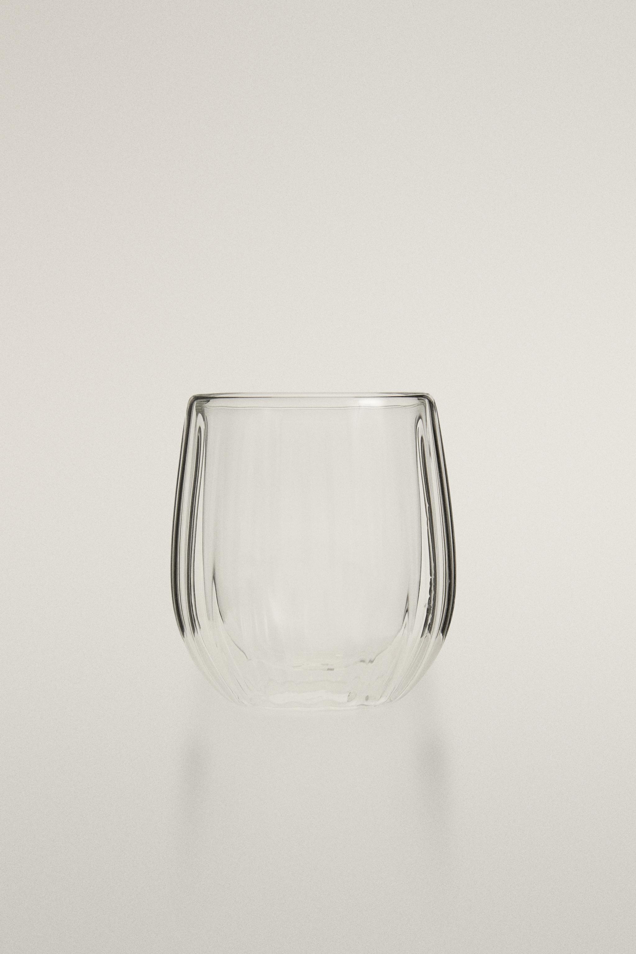 BOROSILICATE DOUBLE-WALL TUMBLER WITH LINES - Transparent | ZARA