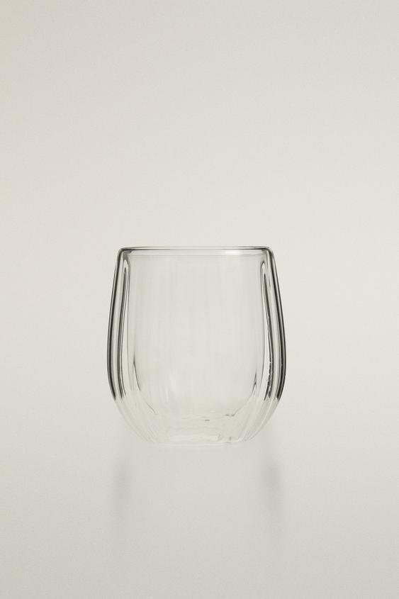 DOUBLE-WALL BOROSILICATE TUMBLER WITH LINES - Transparent by Zara - Image 0