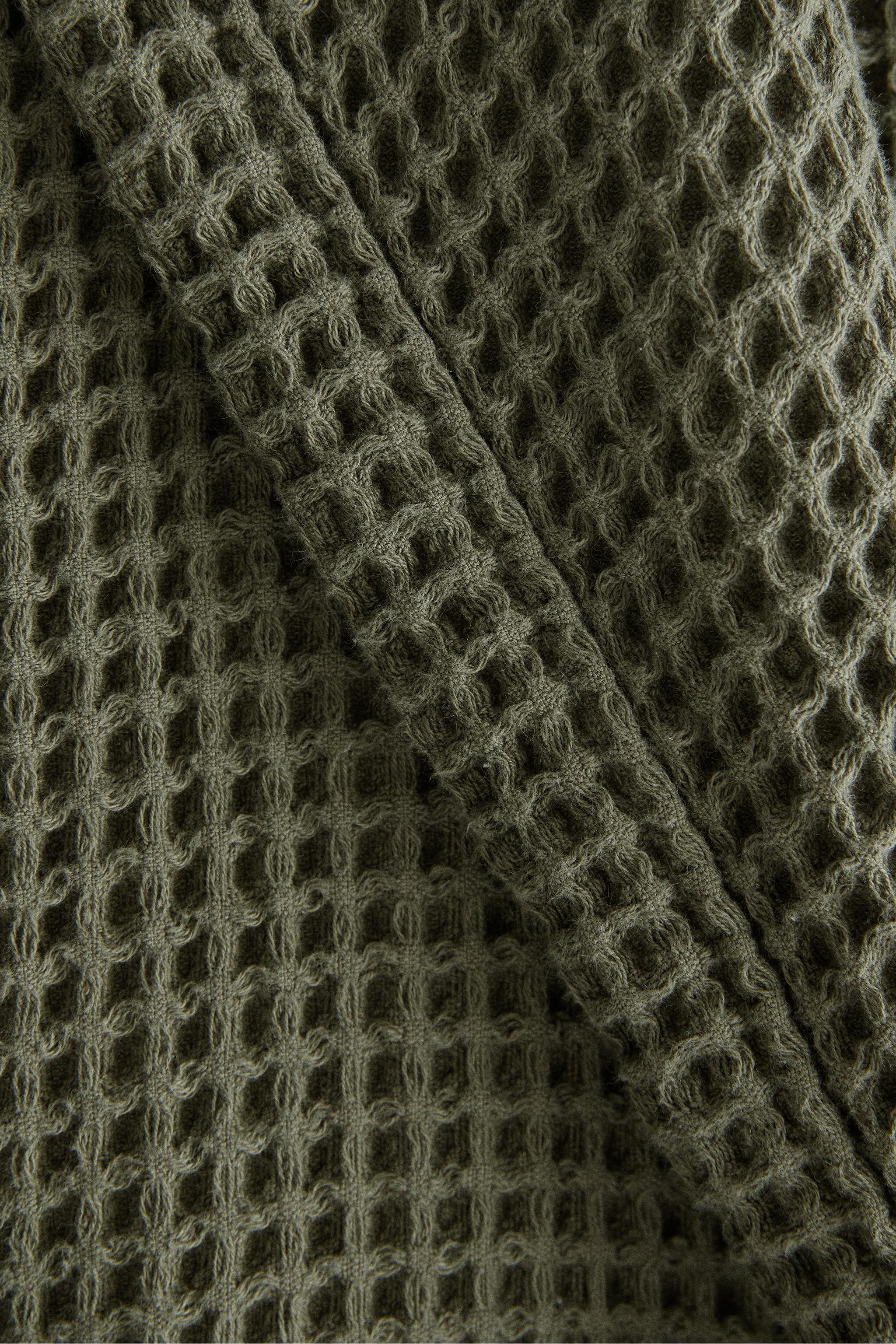 WAFFLE-KNIT COTTON BATHROBE