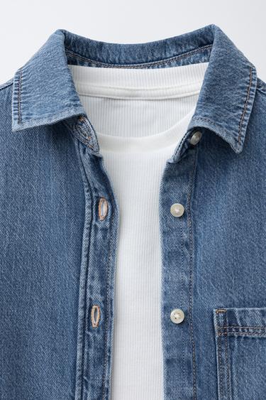 DENIM SHIRT AND RIB T-SHIRT PACK - Blue by Zara - Image 3