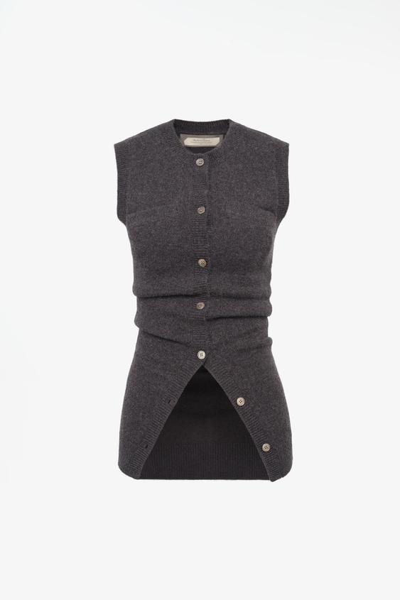 LIMITED EDITION 100% CASHMERE KNIT WAISTCOAT - Anthracite grey by Zara - Image 0