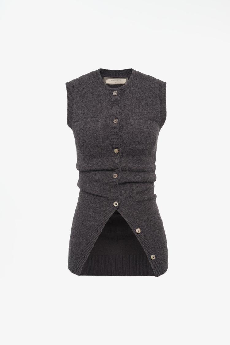 LIMITED EDITION 100% CASHMERE KNIT VEST — Anthracite grey