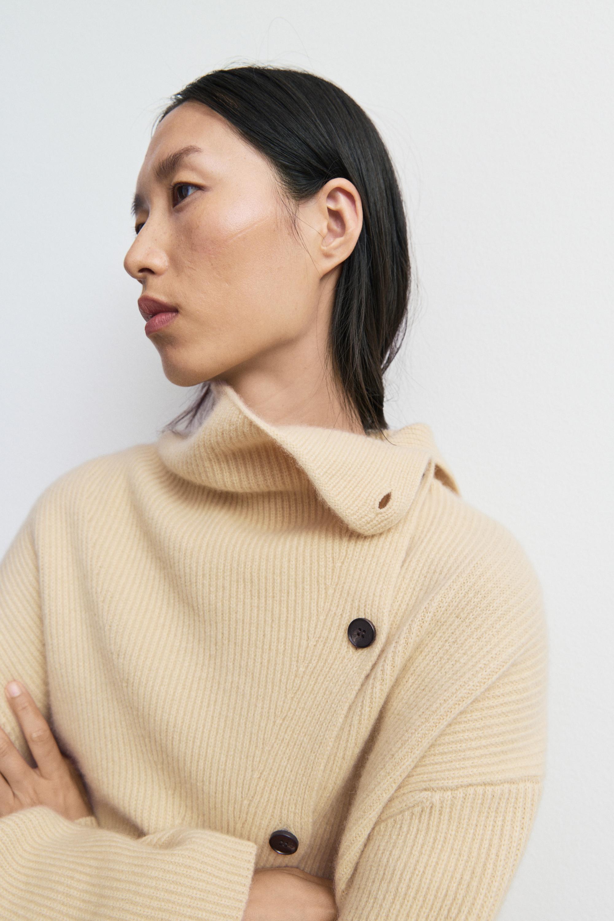 Cashmere blend button detail cardigan