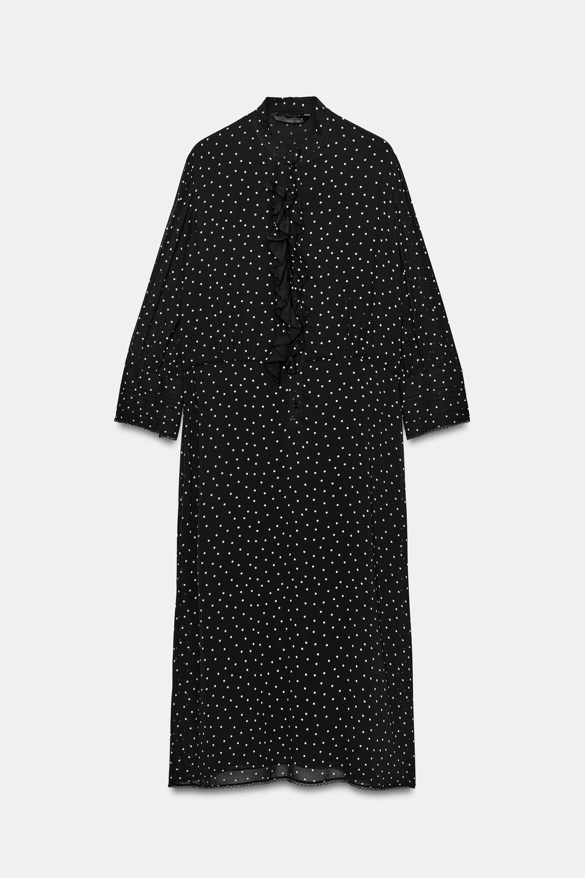 Женские платья Zara ZW COLLECTION PRINTED RULLLED POLKA DOT DRESS — фото 5