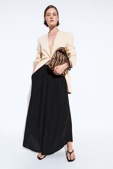 Zara Voluminous wide-leg pleated pants - Black
