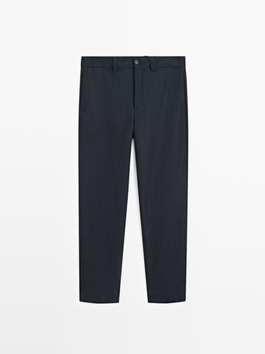 Zara Flannel trousers with double stripe - Navy blue