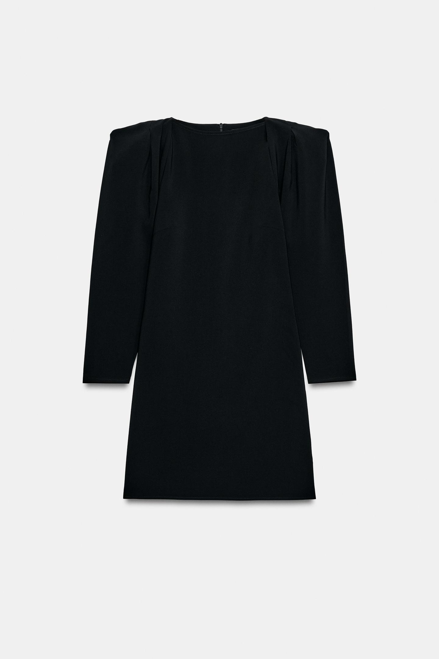 Женское платье Zara Shoulder-Pad Mini, цвет: Чёрный — фото 5