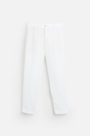 100% LINEN TROUSERS - White by Zara