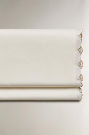 EMBROIDERED FLAT SHEET - Gold by Zara - Image 0