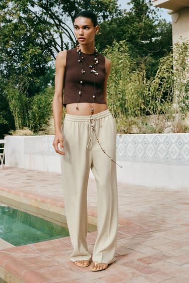 Zara CUT OUT BACK KNIT TOP - Brown
