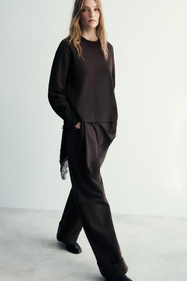 VESTIDO COMBINADO ENCAJE - Marrón de Zara