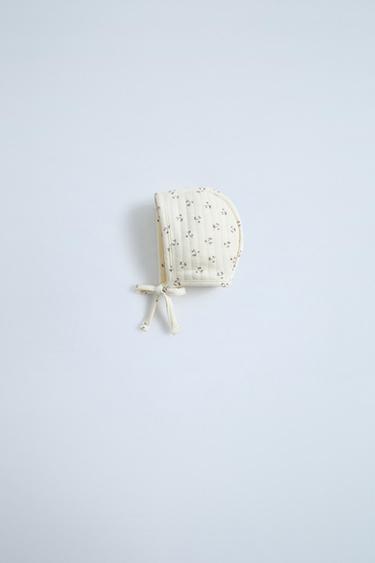 QUILTED FLORAL BONNET - Ecru by Zara - Image 0