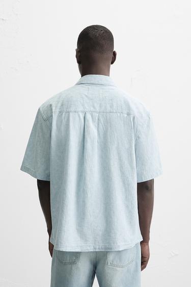 CHEMISE EN DENIM CONTRASTE - Bleu clair de Zara - Image 2