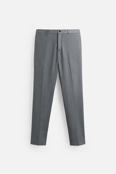 Zara TEXTURED SUIT PANTS - Gray / Blue