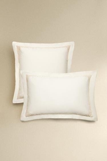EMBROIDERED SATEEN PILLOWCASE - Cava by Zara - Image 0