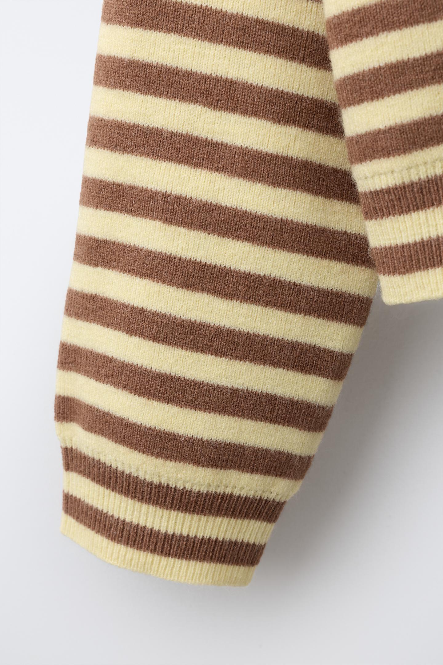 Детский свитер Zara Striped Knit, цвет: Коричневый — фото 4
