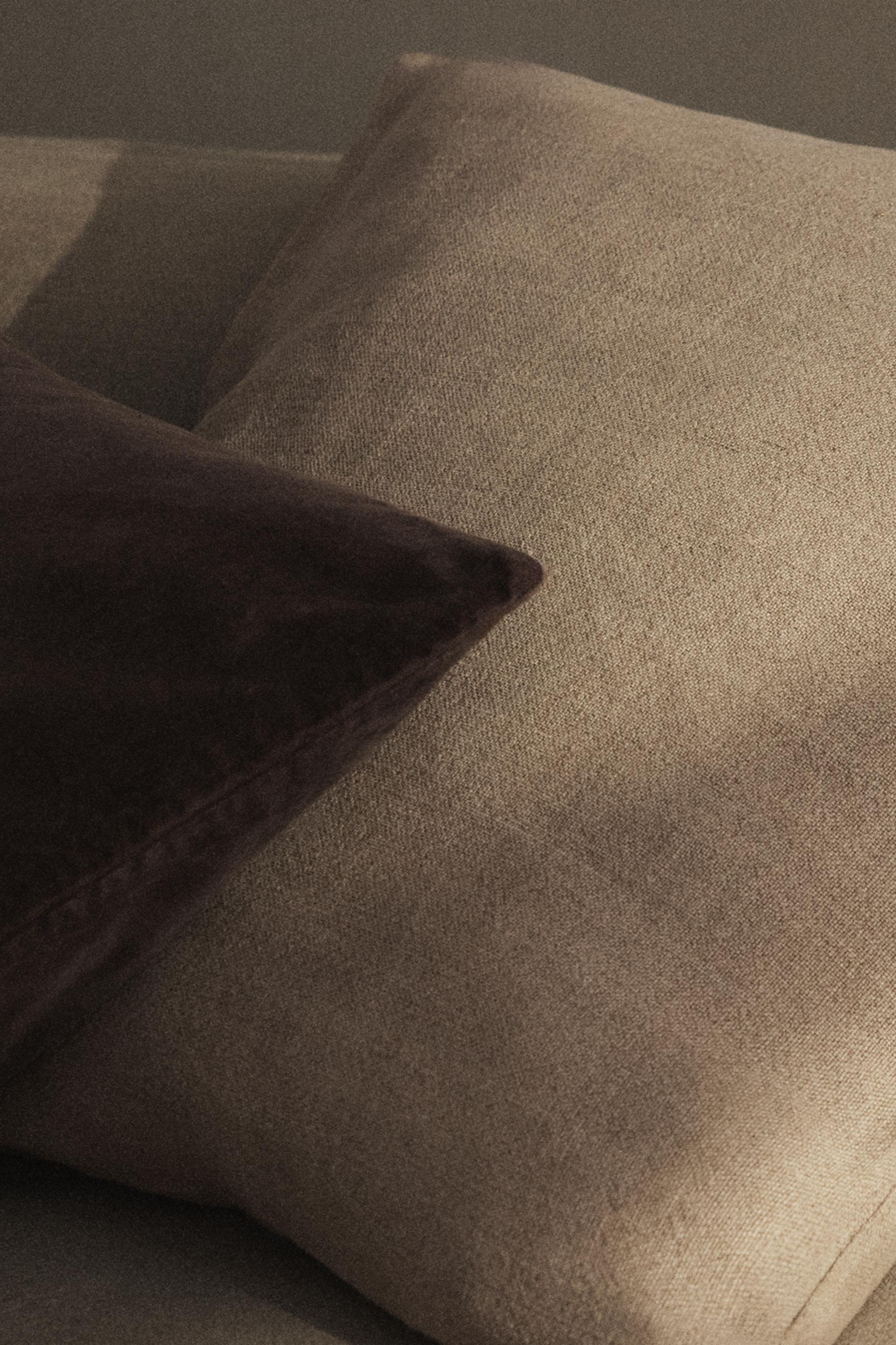 PLAIN FADED EFFECT LINEN BEDSPREAD THROW PILLOW COVER