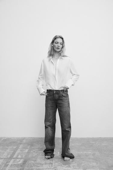 DŽÍNY ZW COLLECTION BOOTCUT PLNÁ DÉLKA S NÍZKÝM PASEM - Vybledlá modrá od Zara