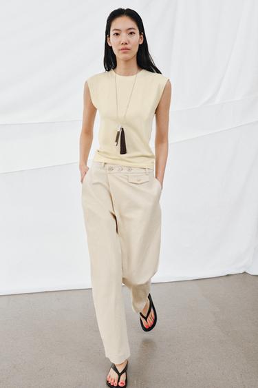 Zara COTTON BLEND T-SHIRT - Pastel yellow - Image 0