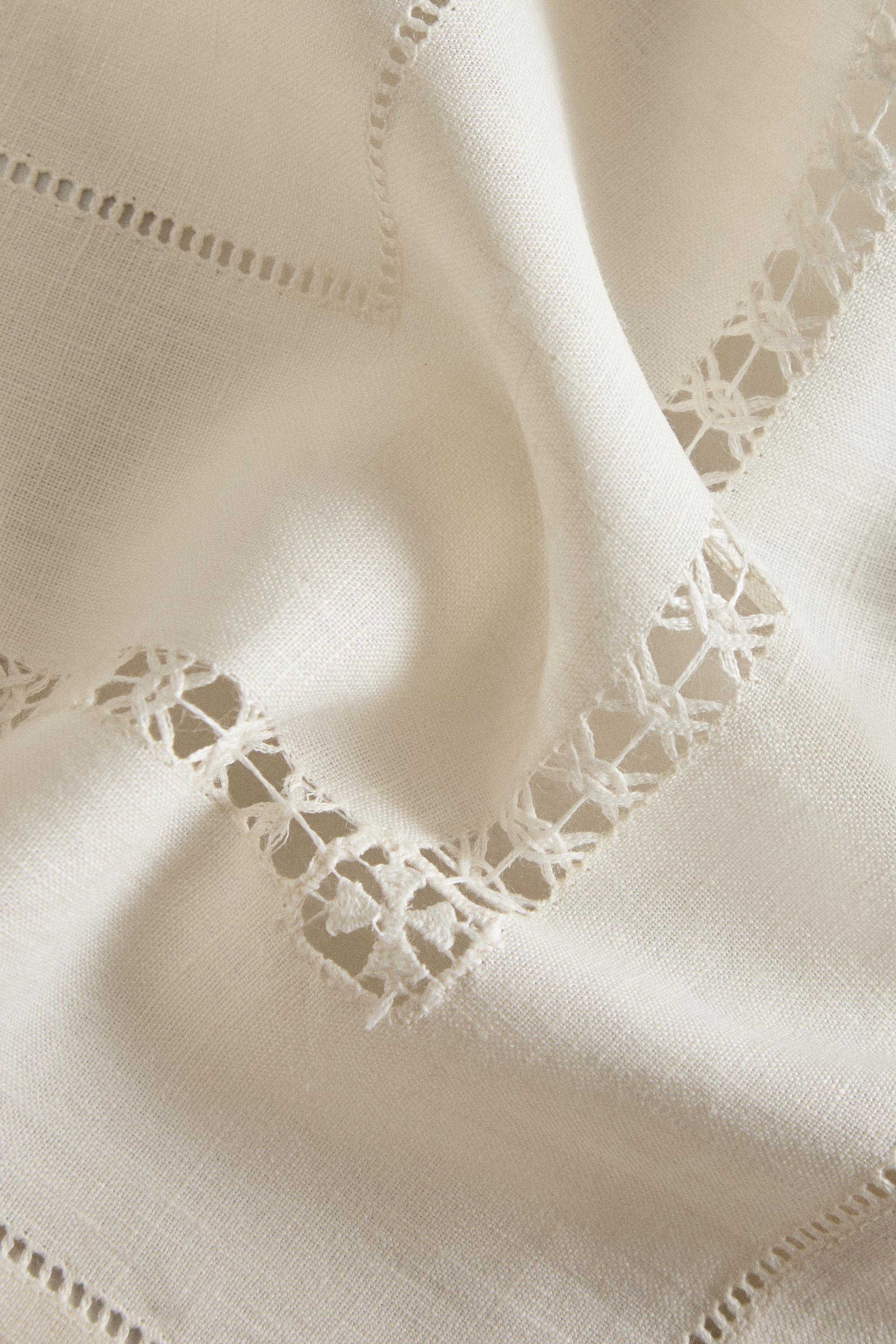 LINEN TABLECLOTH WITH HEMSTITCHED INSERTS