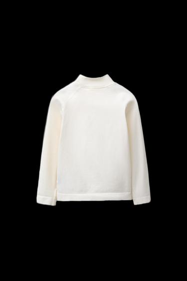 RIBBED T-SHIRT WITH RAISED SLOGAN - Ecru by Zara