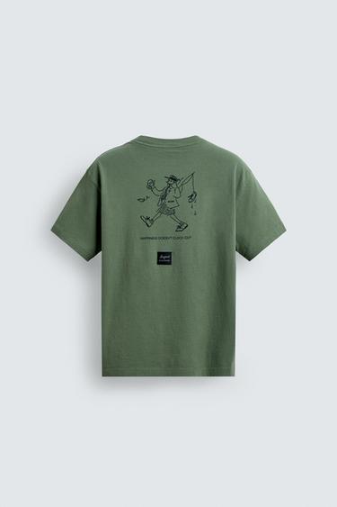 CONTRAST PRINT T-SHIRT - washed green by Zara - Image 6