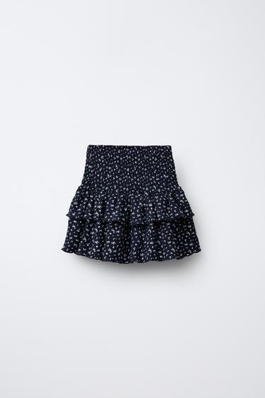 JUPE-SHORT FLEURS EN GAZE DE COTTON - Bleu de Zara - Image 1
