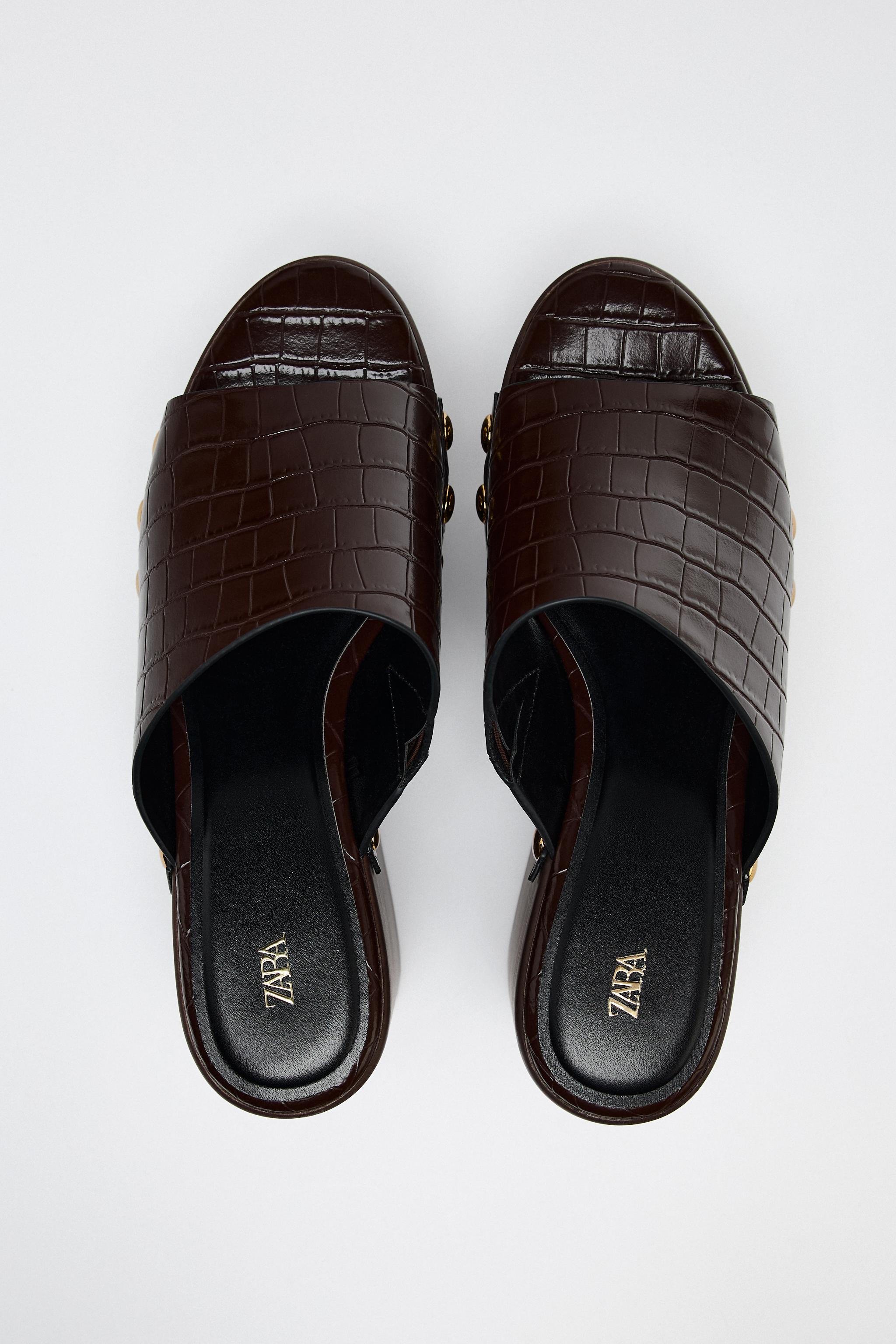 EMBOSSED PLATFORM WEDGES - Brown | ZARA United States