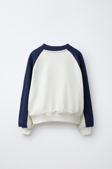 SPORTY CONTRAST SWEATSHIRT - Ecru by Zara - Image 1