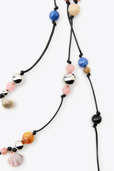 MULTI-WAY BEADED CORD NECKLACE - Black by Zara - Image 2